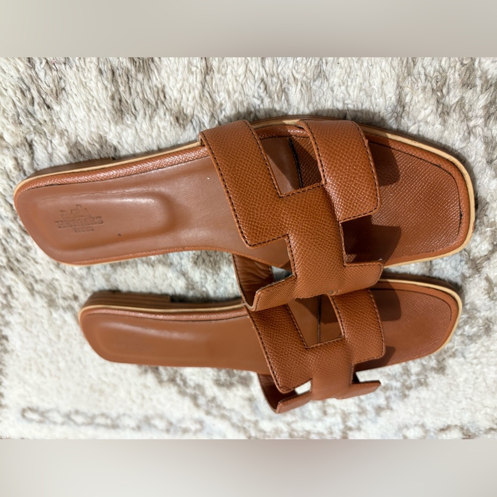 women’s cognac Brown Slide Sandals - Picture 5 of 13